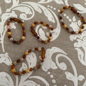 Handmade amber bracelets with gemstones